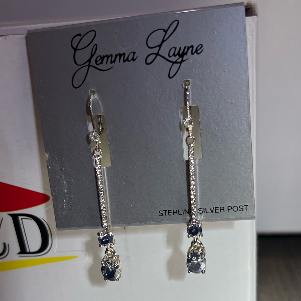 Silver and Blue Dangle Earrings